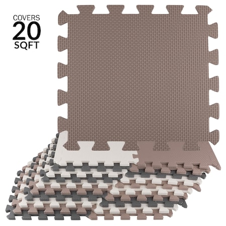 Stalwart Foam Floor Tiles - 20sqft Soft Baby Play Mat - Interlocking Puzzle Mat by Neutral 75-6407